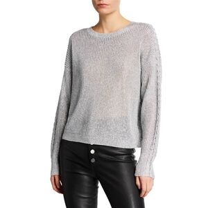 RTA Rhys Metallic Silver Open Knit Pullover Sweater‎